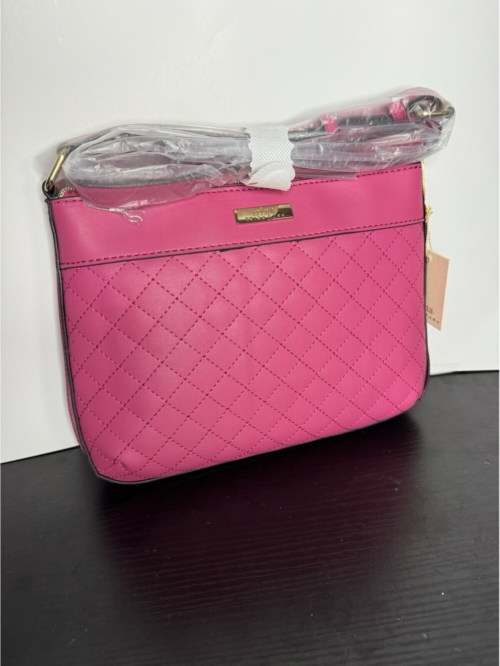 Trina Turk Pink Quilted Crossbody Purse NWT Faux Leather Shoulder Bag